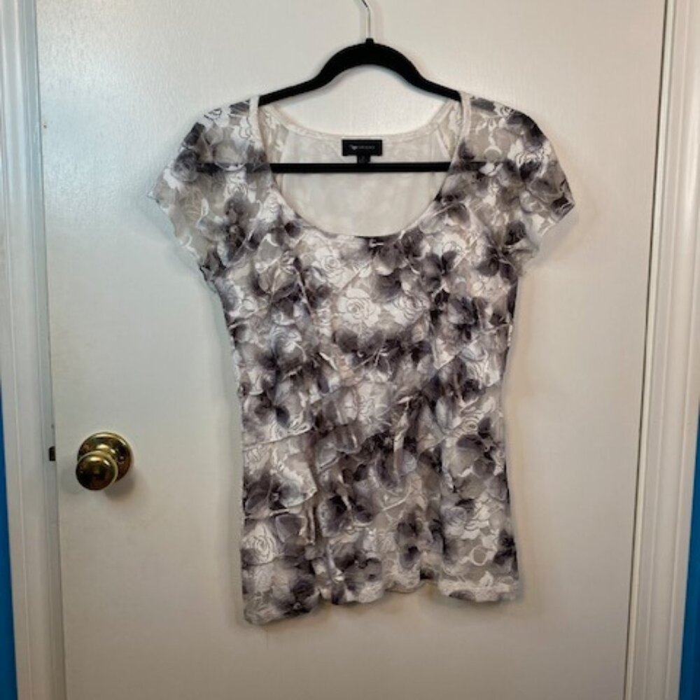 Ab Studio white and Black Blouse